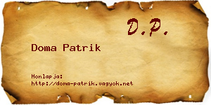 Doma Patrik névjegykártya